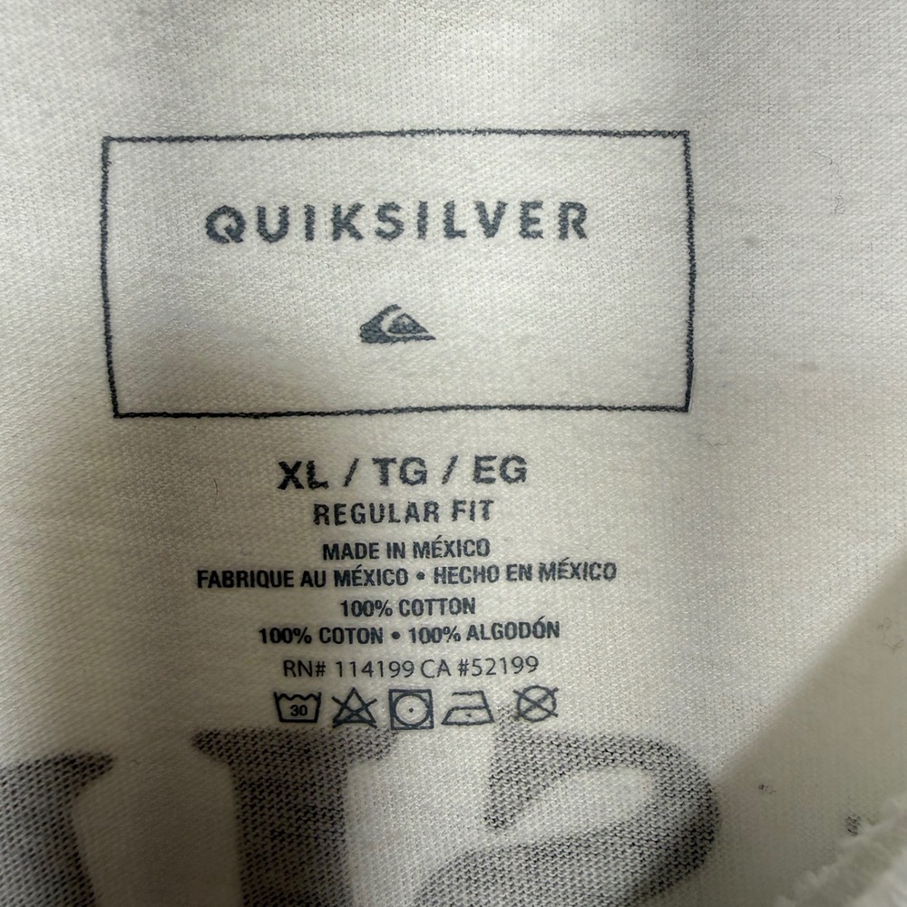 Quiksilver A Touch of Paradise Long Sleeve Graphic T-Shirt Size XL White Cotton - Picture 2 of 7